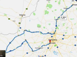 The route to be followed on #Riding4SAeducation 2018
